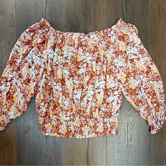 Cynthia Rowley rust floral crop top SZ MED - Picture 1 of 4